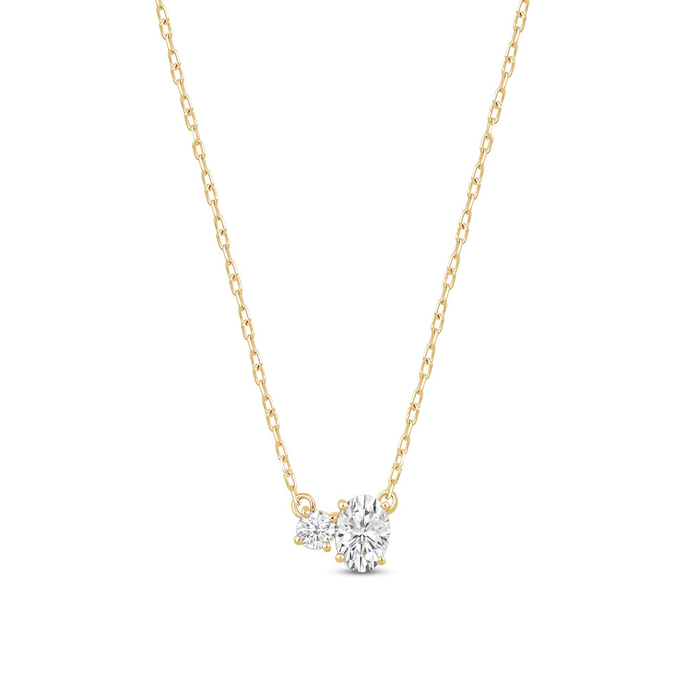 Duet Oval Necklace with 14KT Yellow Gold / Lab / 1/2 Cut Diamond in 14KT Yellow Gold / Lab / 1/2 view 5
