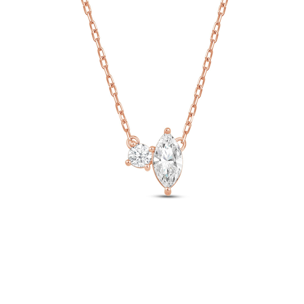 Duet Marquise Necklace with 14KT Rose Gold / Lab / 1/2 Cut Diamond in 14KT Rose Gold / Lab / 1/2 view 1
