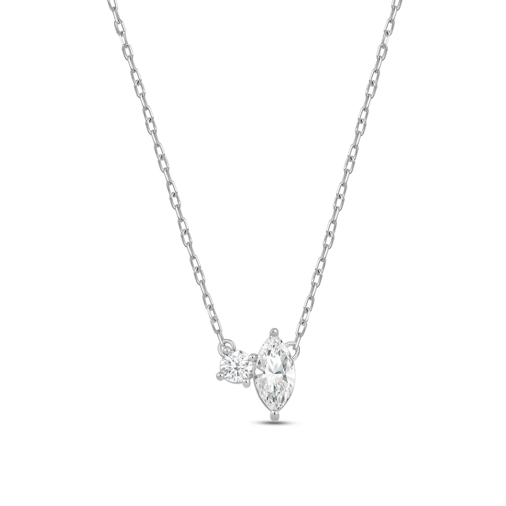 Duet Marquise Necklace with 14KT White Gold / Lab / 1/2 Cut Diamond in 14KT White Gold / Lab / 1/2 view 5

