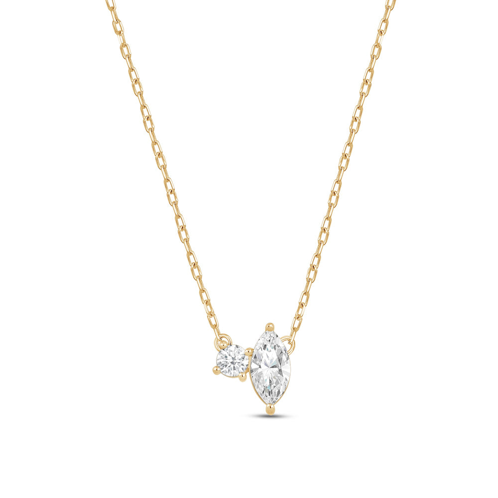 Duet Marquise Necklace with 14KT Yellow Gold / Lab / 1/2 Cut Diamond in 14KT Yellow Gold / Lab / 1/2 view 5
