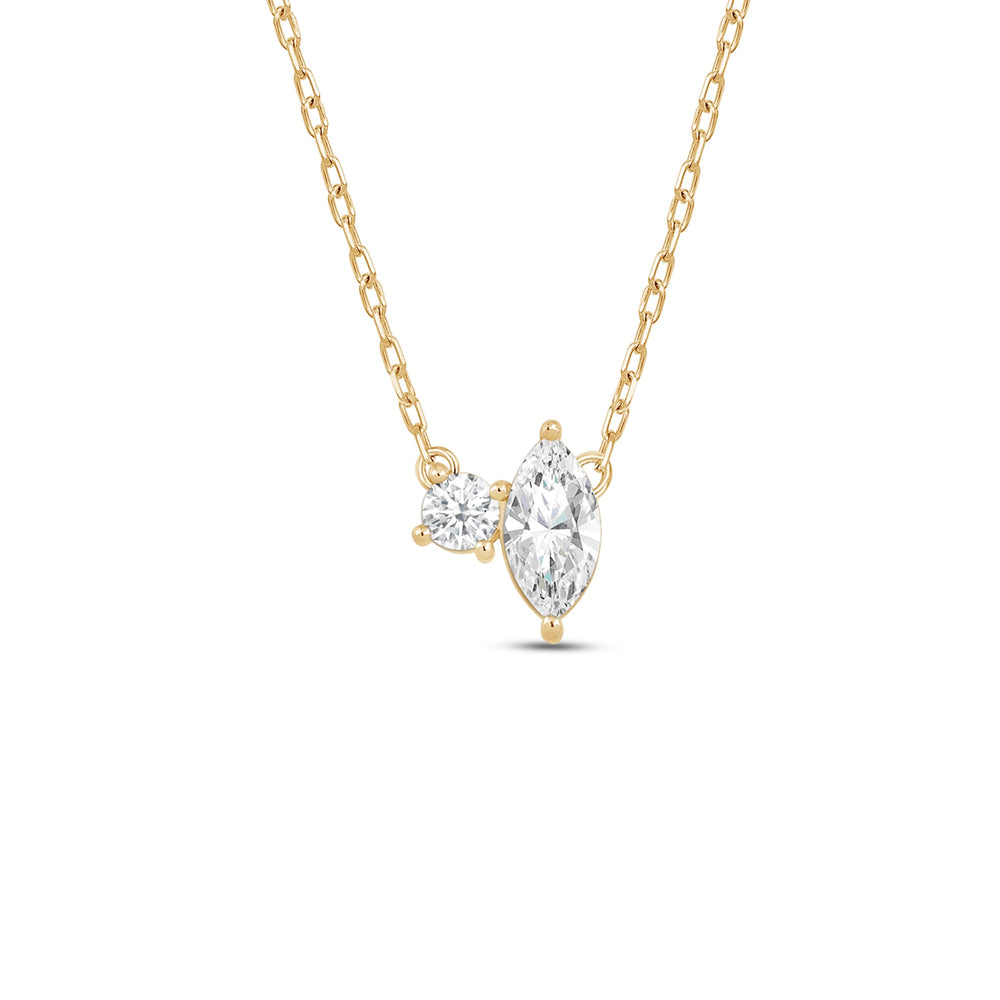 Duet Marquise Necklace with 14KT Yellow Gold / Lab / 1/2 Cut Diamond in 14KT Yellow Gold / Lab / 1/2 view 1
