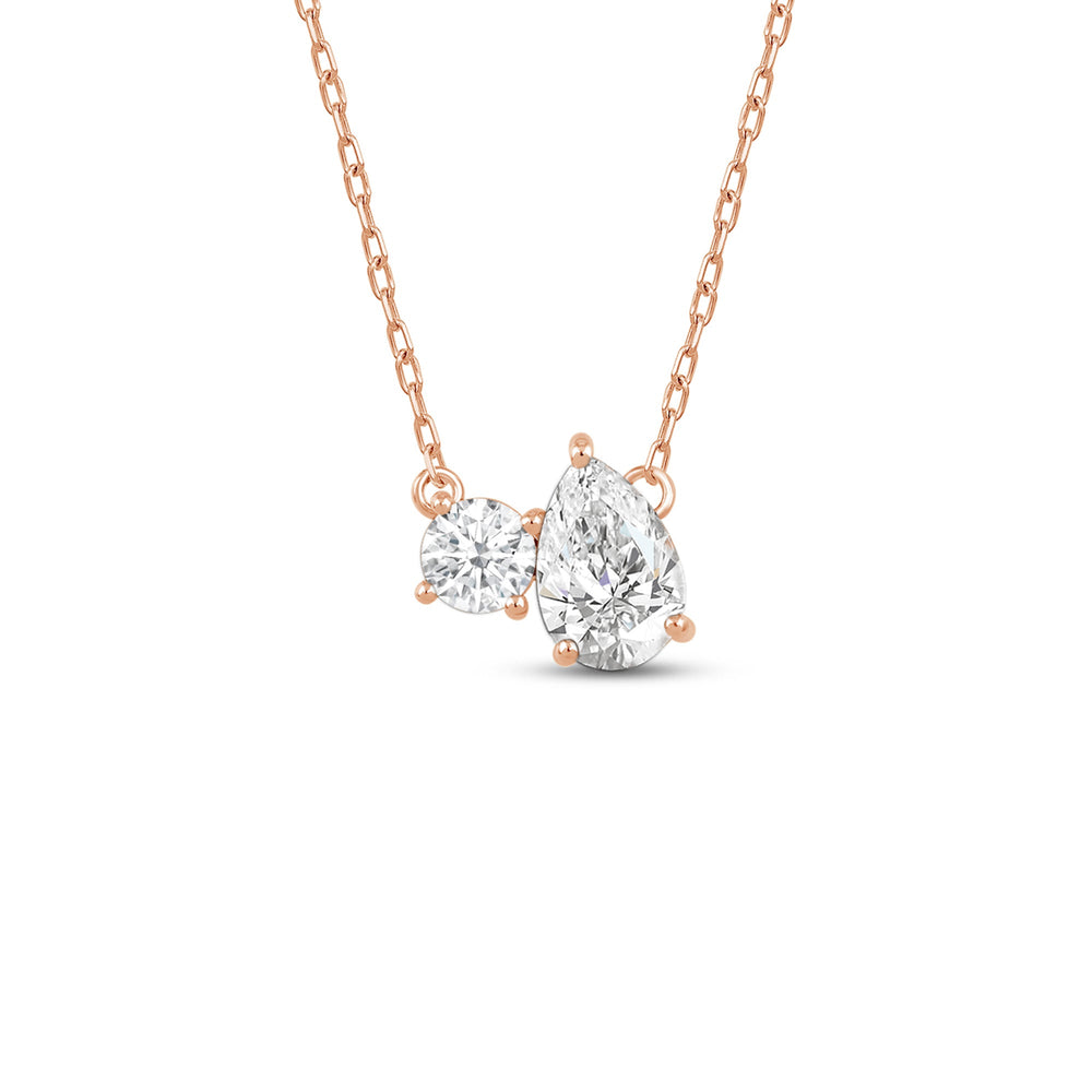 Duet Pear Necklace with 14KT Rose Gold / Lab / 1 Cut Diamond in 14KT Rose Gold / Lab / 1 view 1
