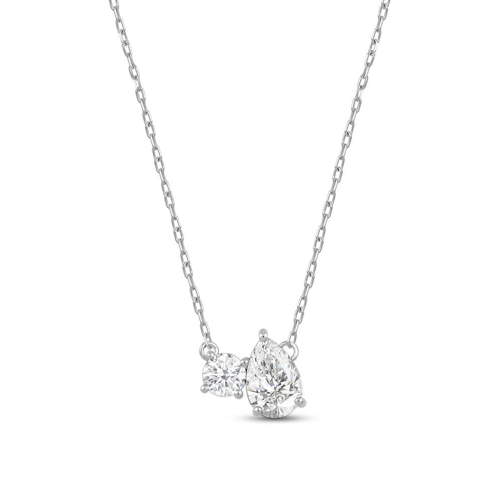Duet Pear Necklace with 14KT White Gold / Lab / 1 Cut Diamond in 14KT White Gold / Lab / 1 view 5

