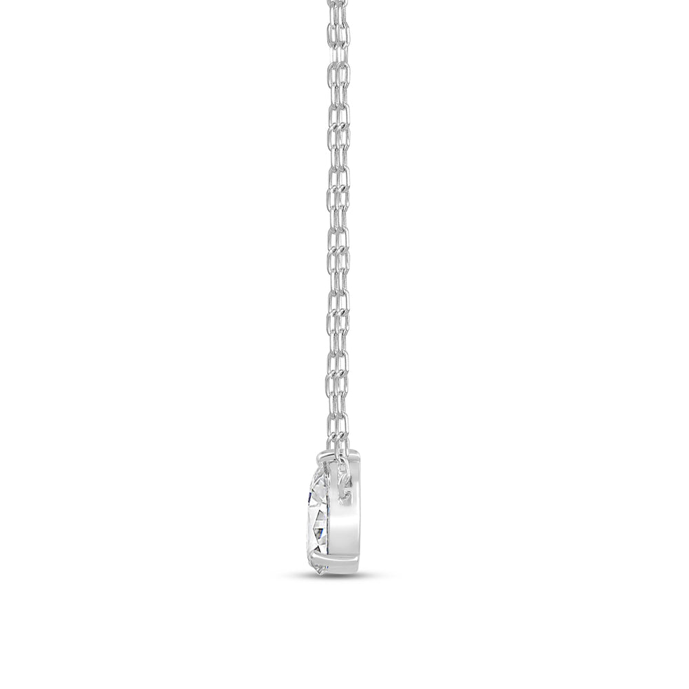 Duet Pear Necklace with 14KT White Gold / Lab / 1 Cut Diamond in 14KT White Gold / Lab / 1 view 4
