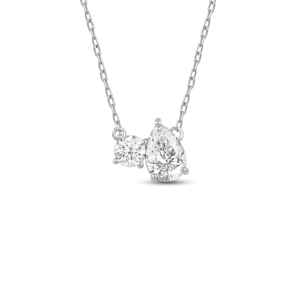 Duet Pear Necklace with 14KT White Gold / Lab / 1 Cut Diamond in 14KT White Gold / Lab / 1 view 1
