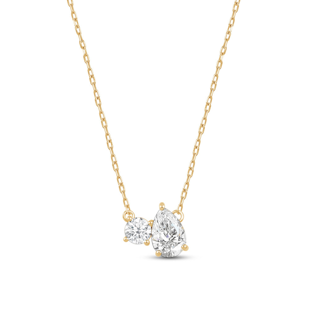 Duet Pear Necklace with 14KT Yellow Gold / Lab / 1 Cut Diamond in 14KT Yellow Gold / Lab / 1 view 5
