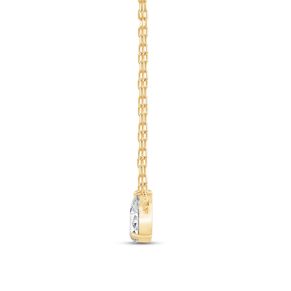 Duet Pear Necklace with 14KT Yellow Gold / Lab / 1 Cut Diamond in 14KT Yellow Gold / Lab / 1 view 4

