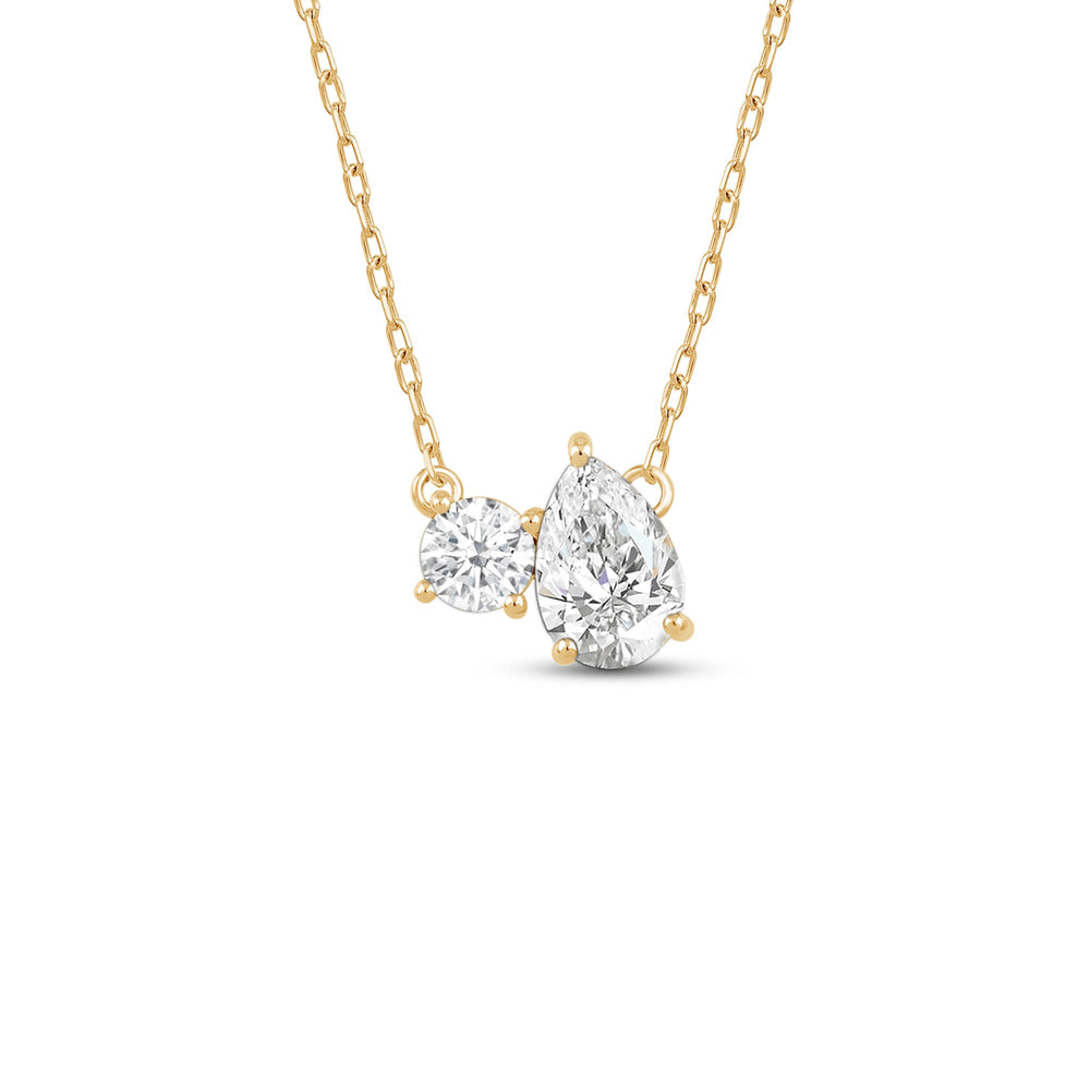 Duet Pear Necklace with 14KT Yellow Gold / Lab / 1 Cut Diamond in 14KT Yellow Gold / Lab / 1 view 1
