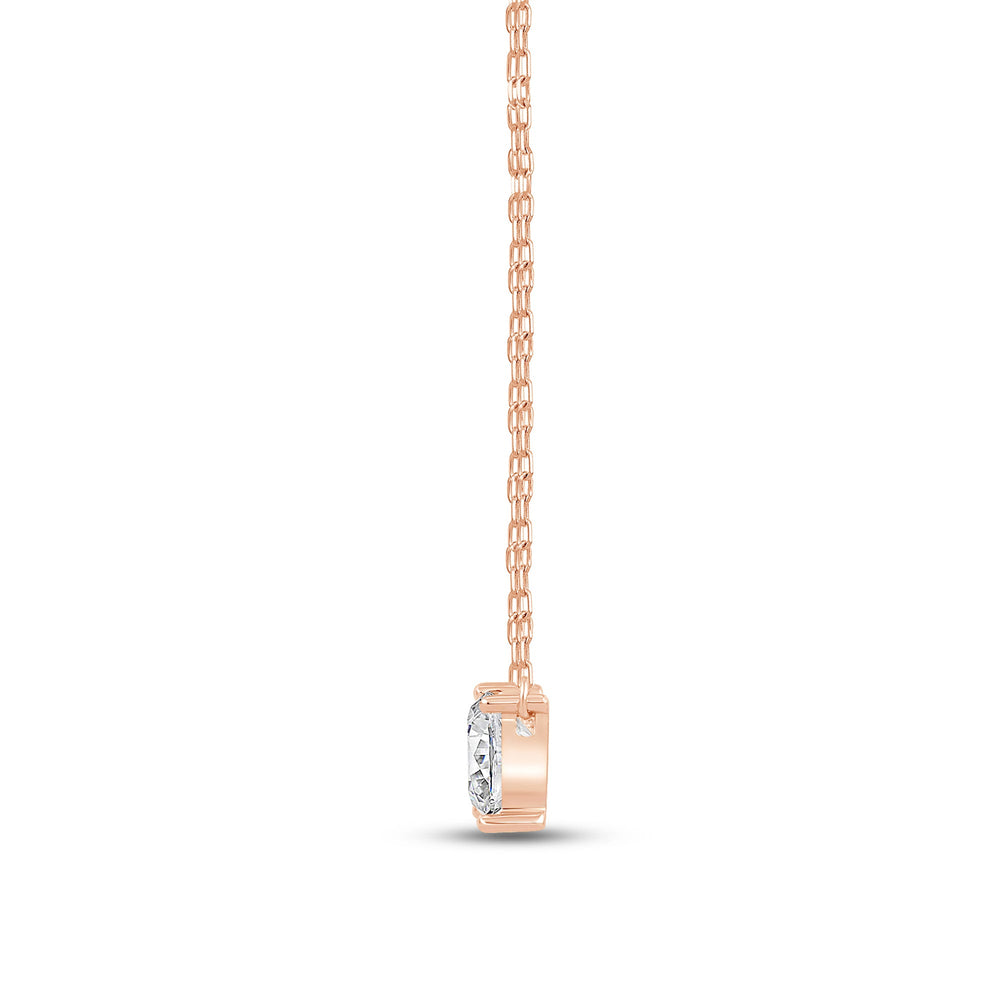 Duet Princess Necklace with 14KT Rose Gold / Lab / 1 Cut Diamond in 14KT Rose Gold / Lab / 1 view 4
