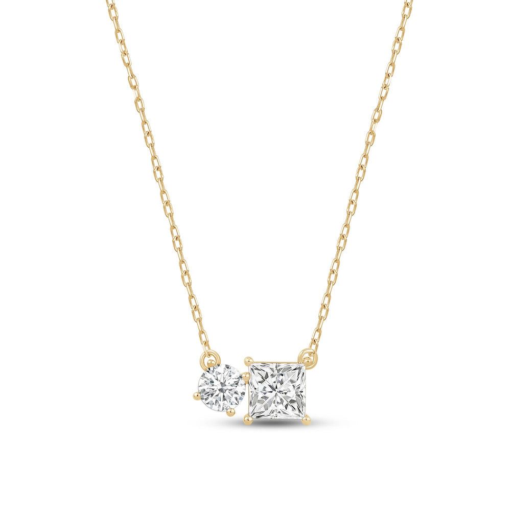 Duet Princess Necklace with 14KT Yellow Gold / Lab / 1 Cut Diamond in 14KT Yellow Gold / Lab / 1 view 5
