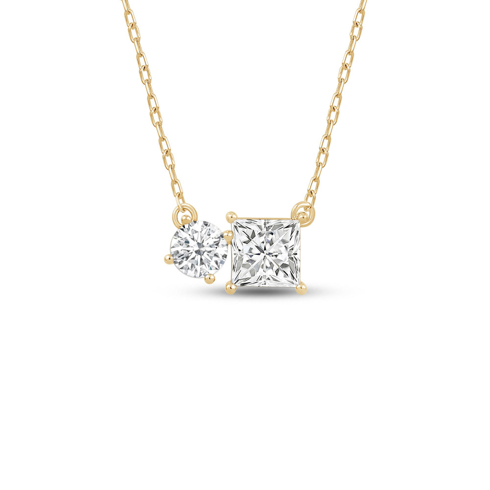Duet Princess Necklace with 14KT Yellow Gold / Lab / 1 Cut Diamond in 14KT Yellow Gold / Lab / 1 view 1
