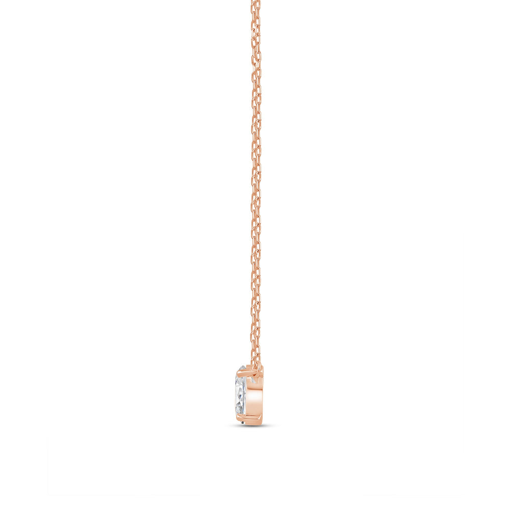 Duet Oval Necklace with 14KT Rose Gold / Lab / 1 Cut Diamond in 14KT Rose Gold / Lab / 1 view 4
