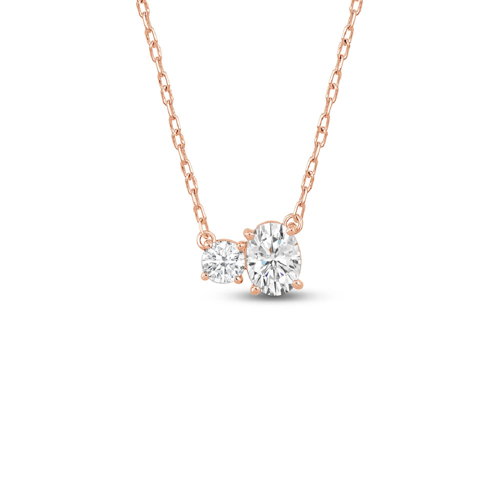 Duet Oval Necklace with 14KT Rose Gold / Lab / 1 Cut Diamond in 14KT Rose Gold / Lab / 1 view 1
