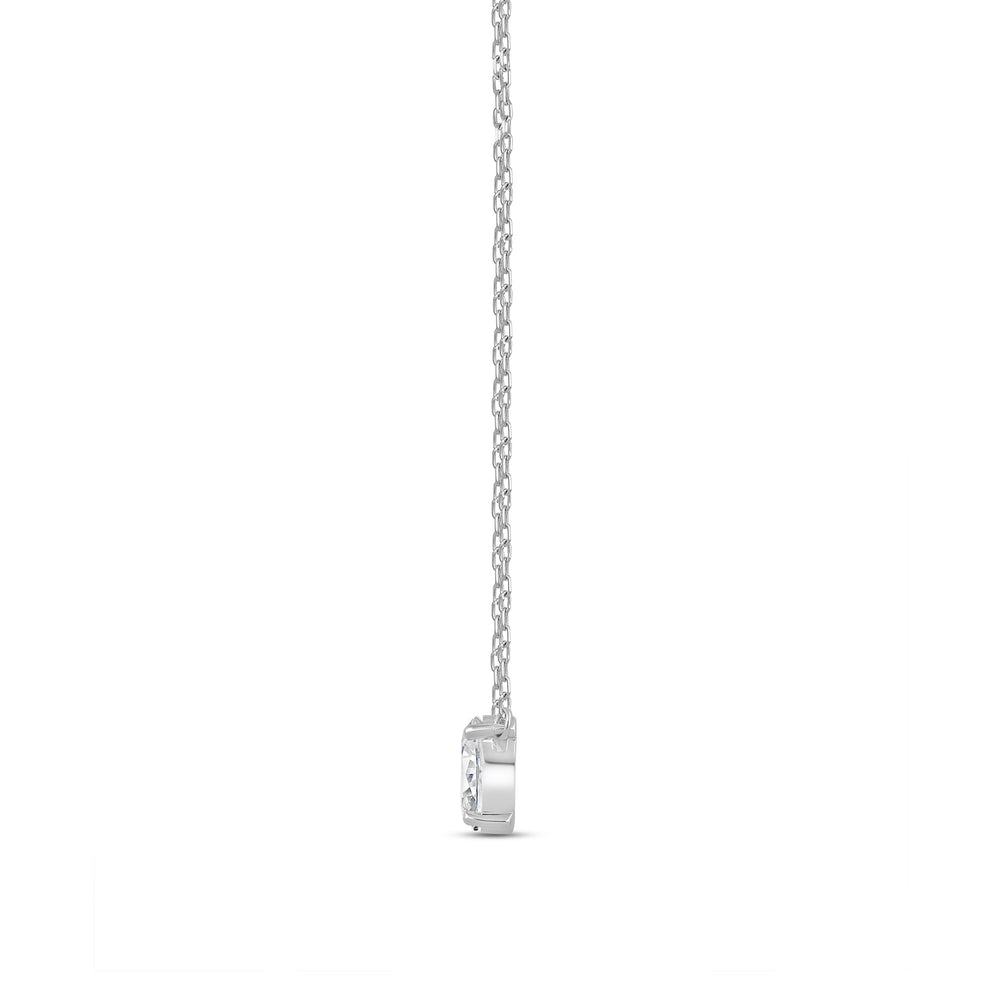 Duet Oval Necklace with 14KT White Gold / Lab / 1 Cut Diamond in 14KT White Gold / Lab / 1 view 4
