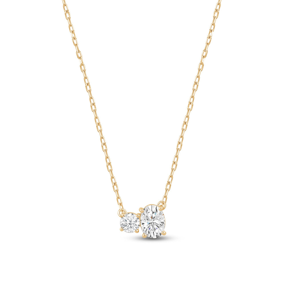 Duet Oval Necklace with 14KT Yellow Gold / Lab / 1 Cut Diamond in 14KT Yellow Gold / Lab / 1 view 4
