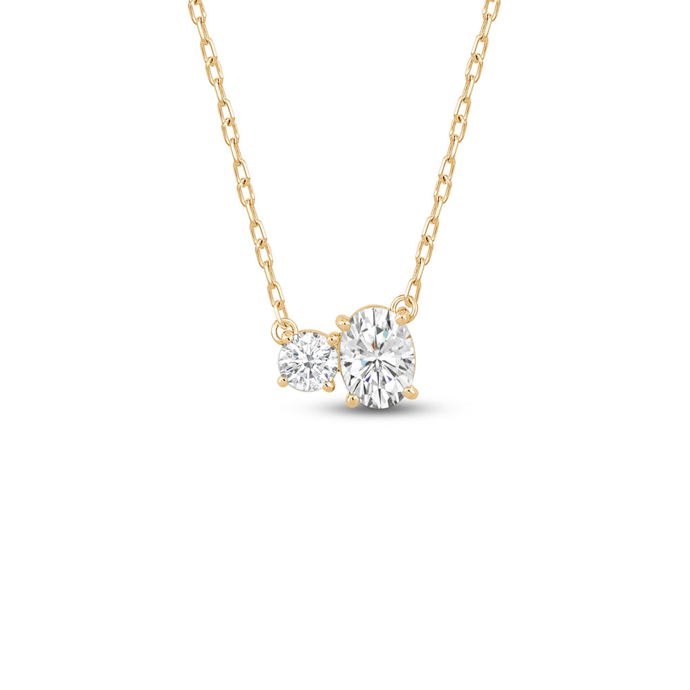Duet Oval Necklace with 14KT Yellow Gold / Lab / 1 Cut Diamond in 14KT Yellow Gold / Lab / 1 view 1
