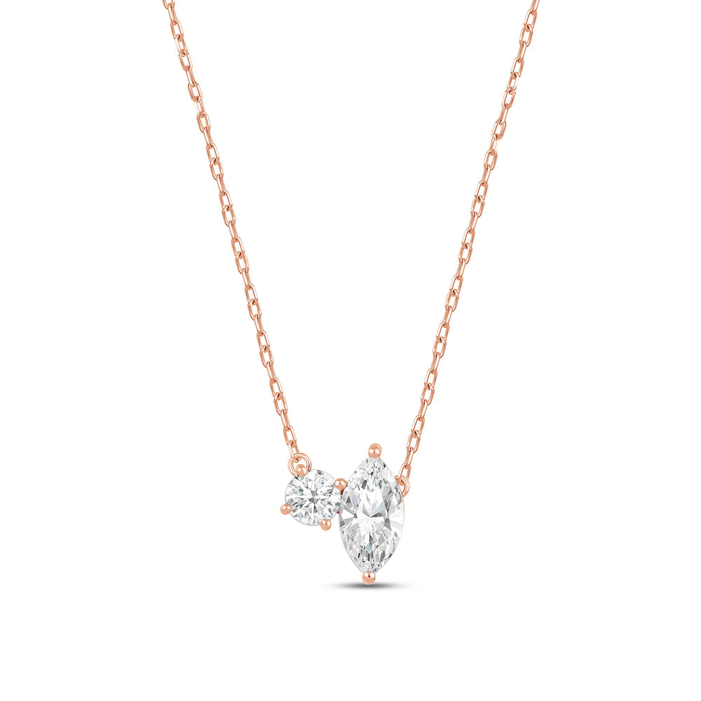 Duet Marquise Necklace with 14KT Rose Gold / Lab / 1 Cut Diamond in 14KT Rose Gold / Lab / 1 view 5

