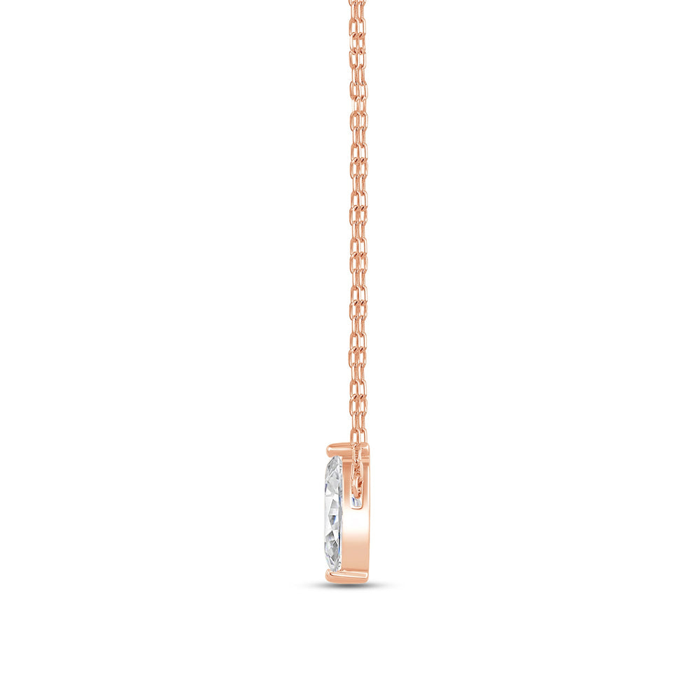 Duet Marquise Necklace with 14KT Rose Gold / Lab / 1 Cut Diamond in 14KT Rose Gold / Lab / 1 view 4
