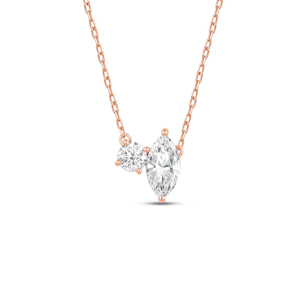 Duet Marquise Necklace with 14KT Rose Gold / Lab / 1 Cut Diamond in 14KT Rose Gold / Lab / 1 view 1
