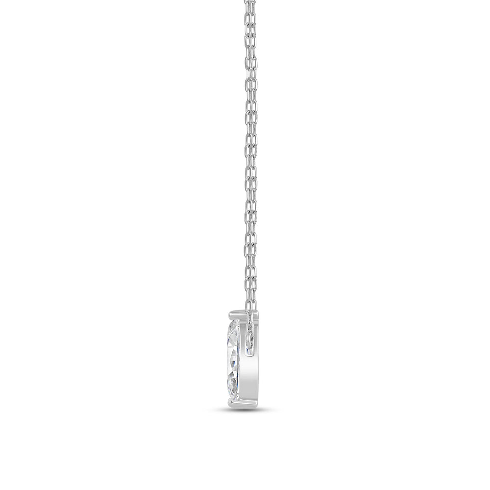 Duet Marquise Necklace with 14KT White Gold / Lab / 1 Cut Diamond in 14KT White Gold / Lab / 1 view 4
