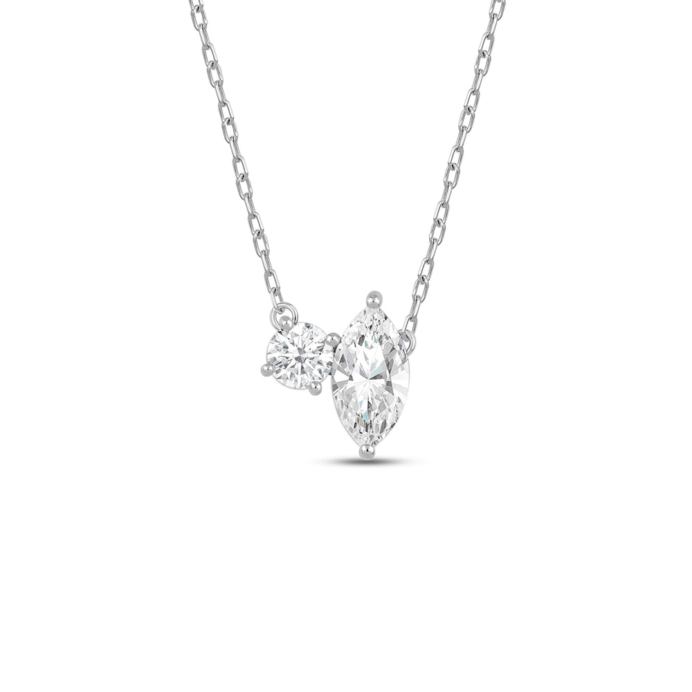 Duet Marquise Necklace with 14KT White Gold / Lab / 1 Cut Diamond in 14KT White Gold / Lab / 1 view 1
