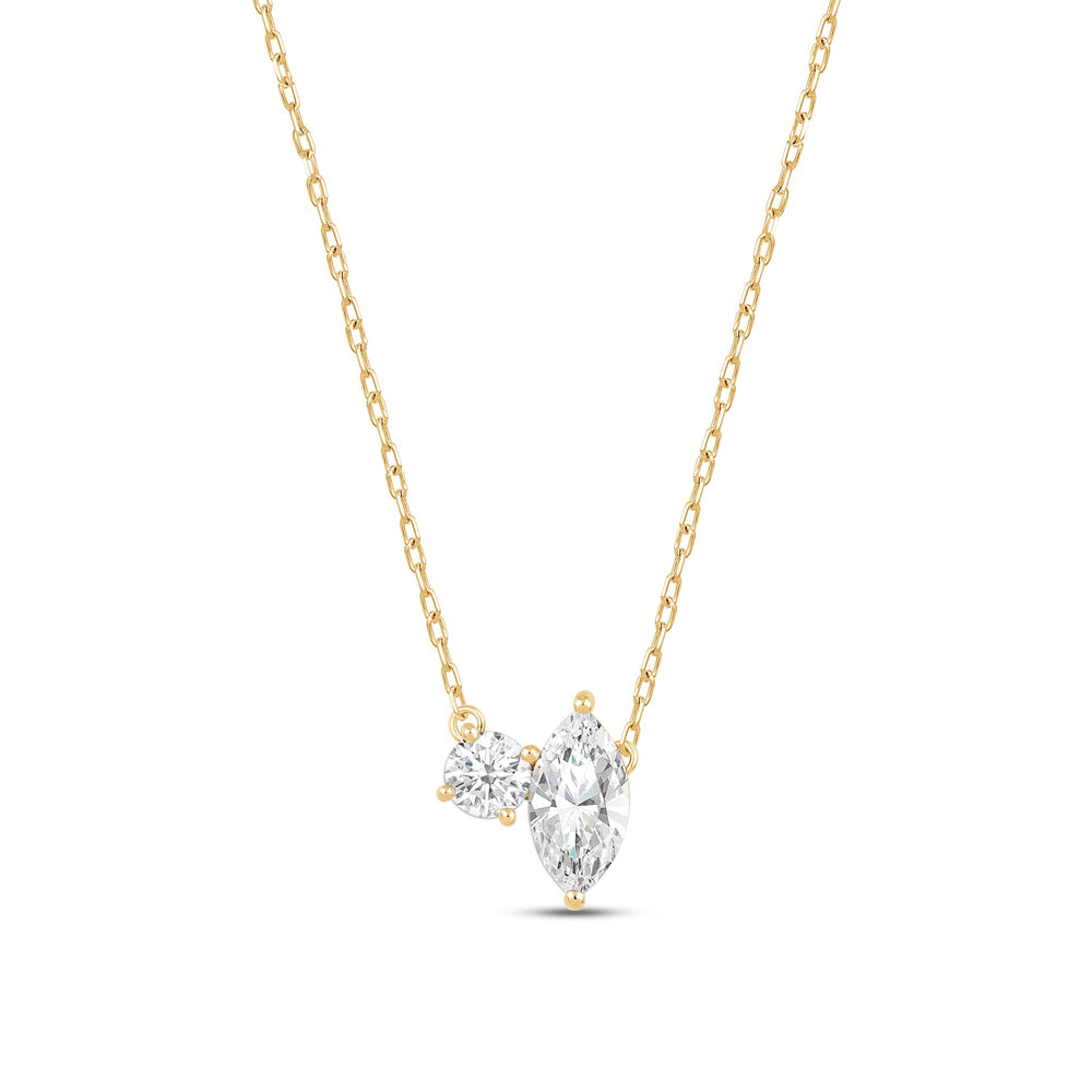 Duet Marquise Necklace with 14KT Yellow Gold / Lab / 1 Cut Diamond in 14KT Yellow Gold / Lab / 1 view 5

