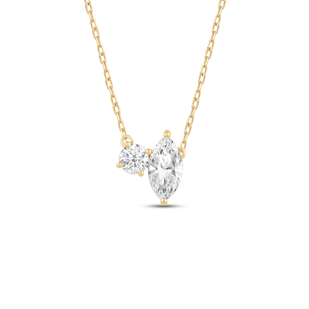 Duet Marquise Necklace with 14KT Yellow Gold / Lab / 1 Cut Diamond in 14KT Yellow Gold / Lab / 1 view 1
