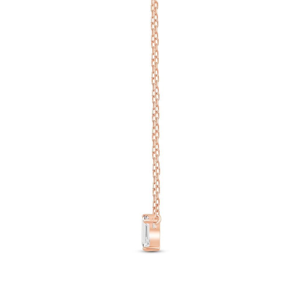 Duet Emerald Necklace with 14KT Rose Gold / Lab / 1 Cut Diamond in 14KT Rose Gold / Lab / 1 view 4
