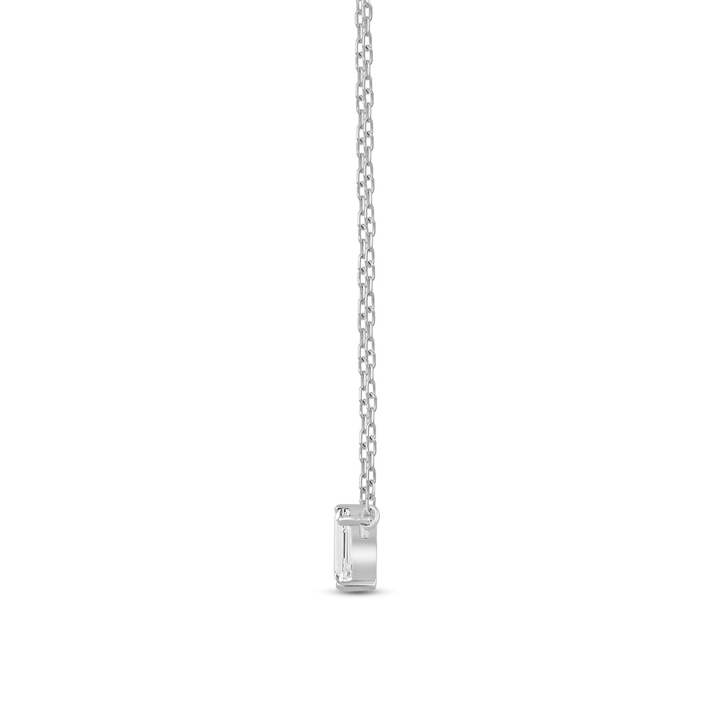 Duet Emerald Necklace with 14KT White Gold / Lab / 1 Cut Diamond in 14KT White Gold / Lab / 1 view 4
