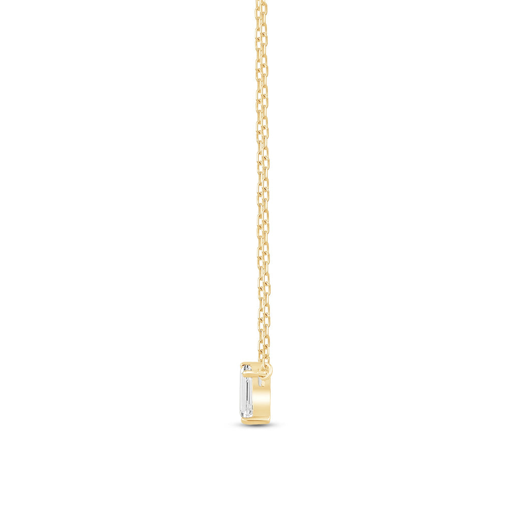 Duet Emerald Necklace with 14KT Yellow Gold / Lab / 1 Cut Diamond in 14KT Yellow Gold / Lab / 1 view 4
