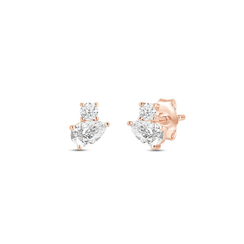 Duet Pear Earrings with 14KT Rose Gold / Lab / 1/2 Cut Diamond in 14KT Rose Gold / Lab / 1/2 view 1
