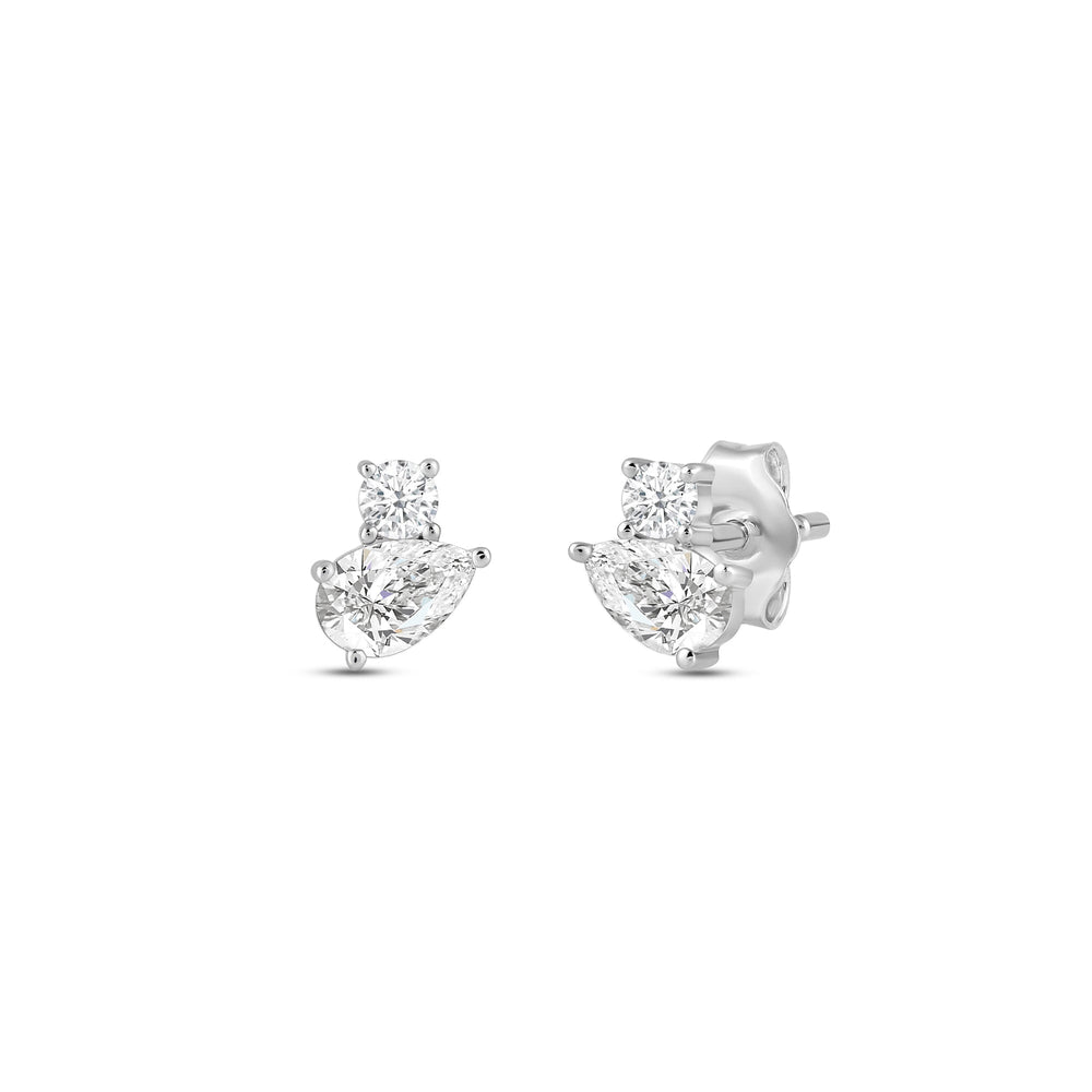 Duet Pear Earrings with 14KT White Gold / Lab / 1/2 Cut Diamond in 14KT White Gold / Lab / 1/2 view 1

