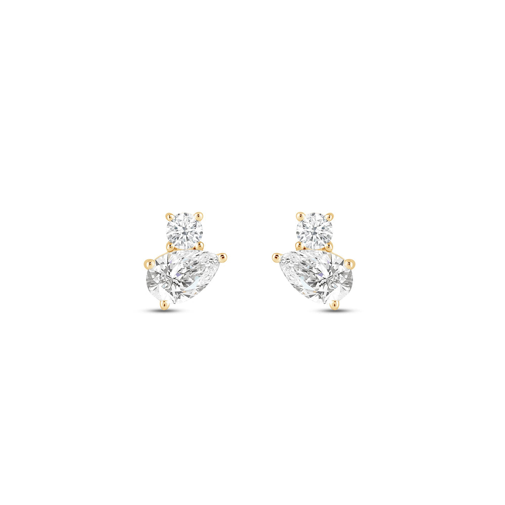 Duet Pear Earrings with 14KT Yellow Gold / Lab / 1/2 Cut Diamond in 14KT Yellow Gold / Lab / 1/2 view 4
