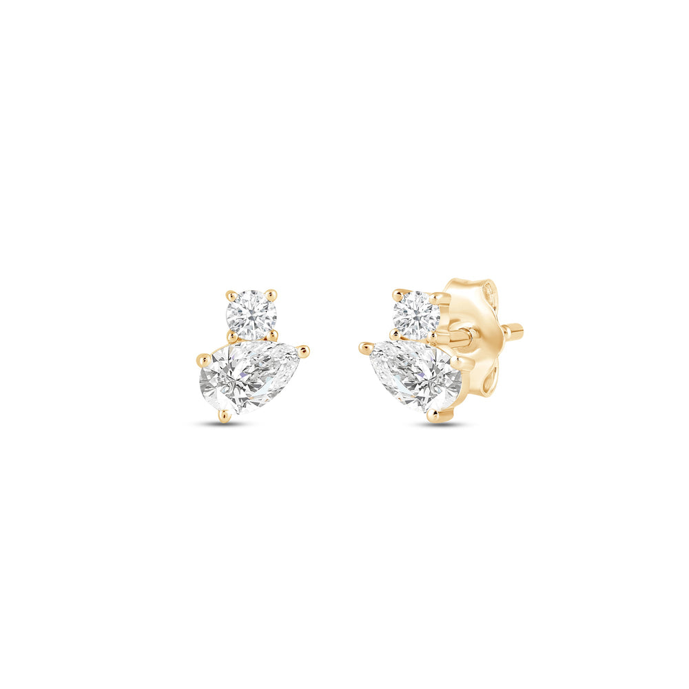 Duet Pear Earrings with 14KT Yellow Gold / Lab / 1/2 Cut Diamond in 14KT Yellow Gold / Lab / 1/2 view 1
