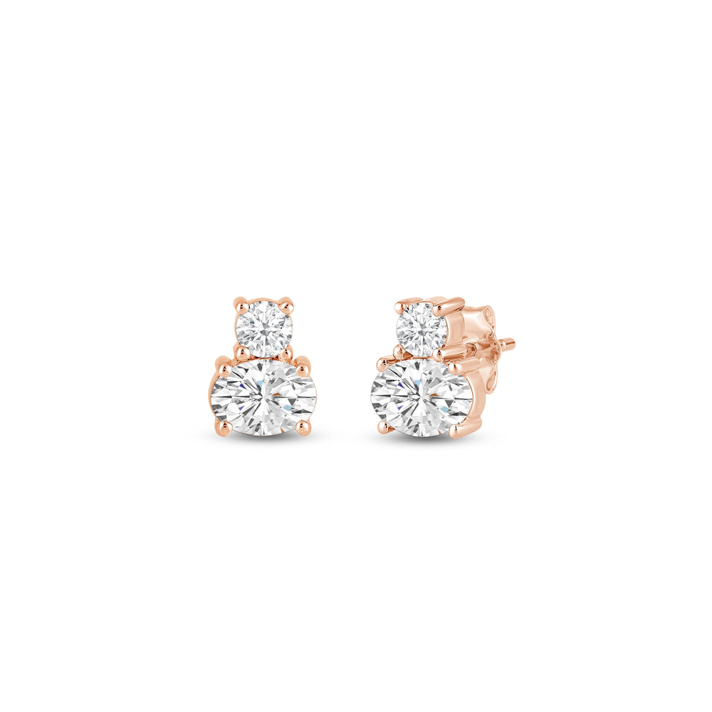 Duet Oval Earrings with 14KT Rose Gold / Lab / 1/2 Cut Diamond in 14KT Rose Gold / Lab / 1/2 view 1

