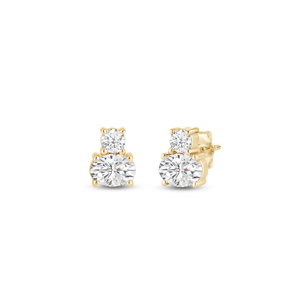 Duet Oval Earrings with 14KT Yellow Gold / Lab / 1/2 Cut Diamond in 14KT Yellow Gold / Lab / 1/2 view 1
