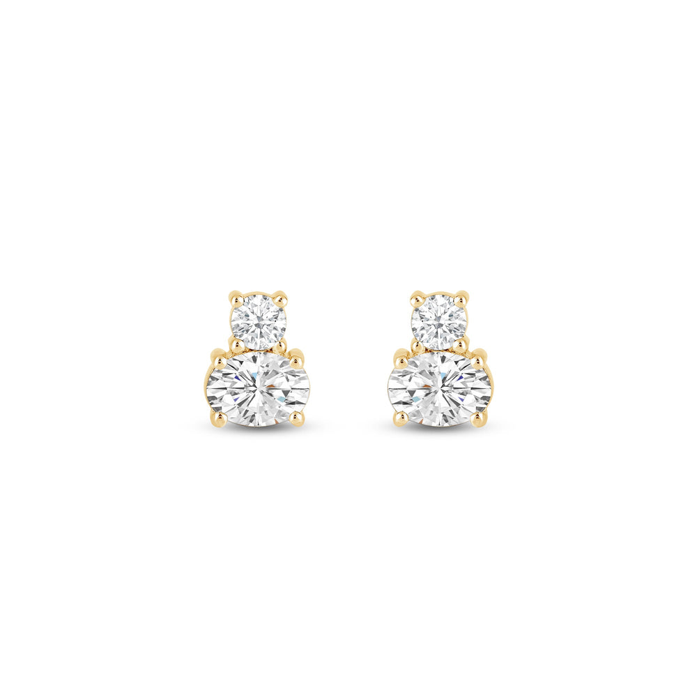 Duet Oval Earrings with 14KT Yellow Gold / Lab / 1/2 Cut Diamond in 14KT Yellow Gold / Lab / 1/2 view 4
