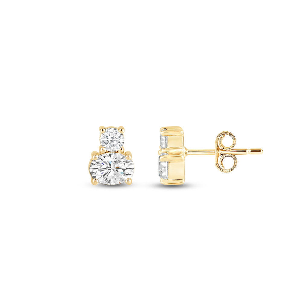 Duet Oval Earrings with 14KT Yellow Gold / Lab / 1/2 Cut Diamond in 14KT Yellow Gold / Lab / 1/2 view 5
