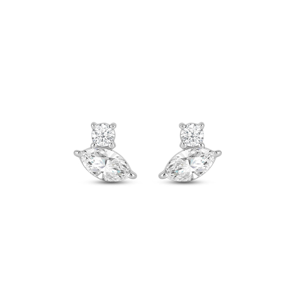 Duet Marquise Earrings with 14KT White Gold / Lab / 1/2 Cut Diamond in 14KT White Gold / Lab / 1/2 view 4
