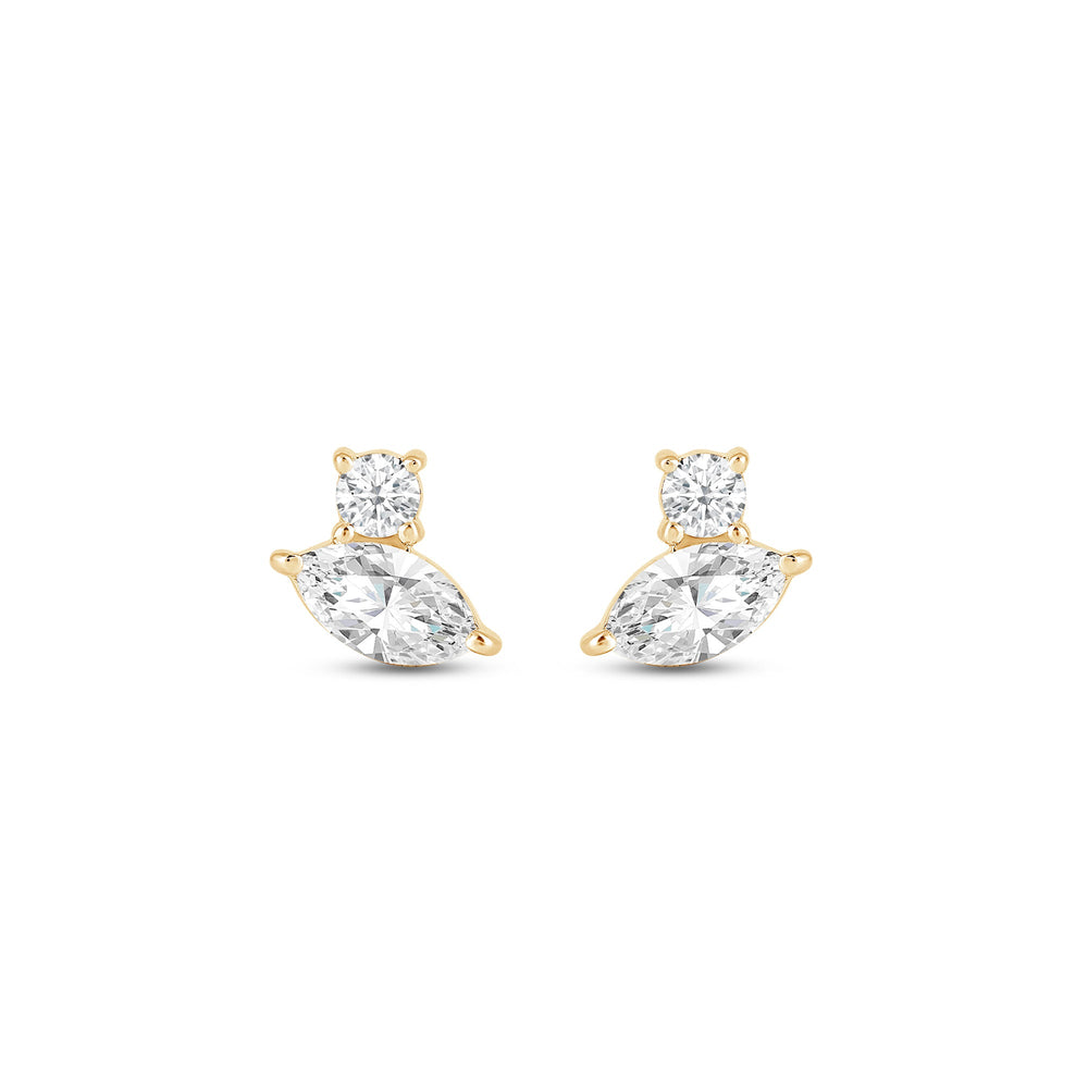 Duet Marquise Earrings with 14KT Yellow Gold / Lab / 1/2 Cut Diamond in 14KT Yellow Gold / Lab / 1/2 view 4
