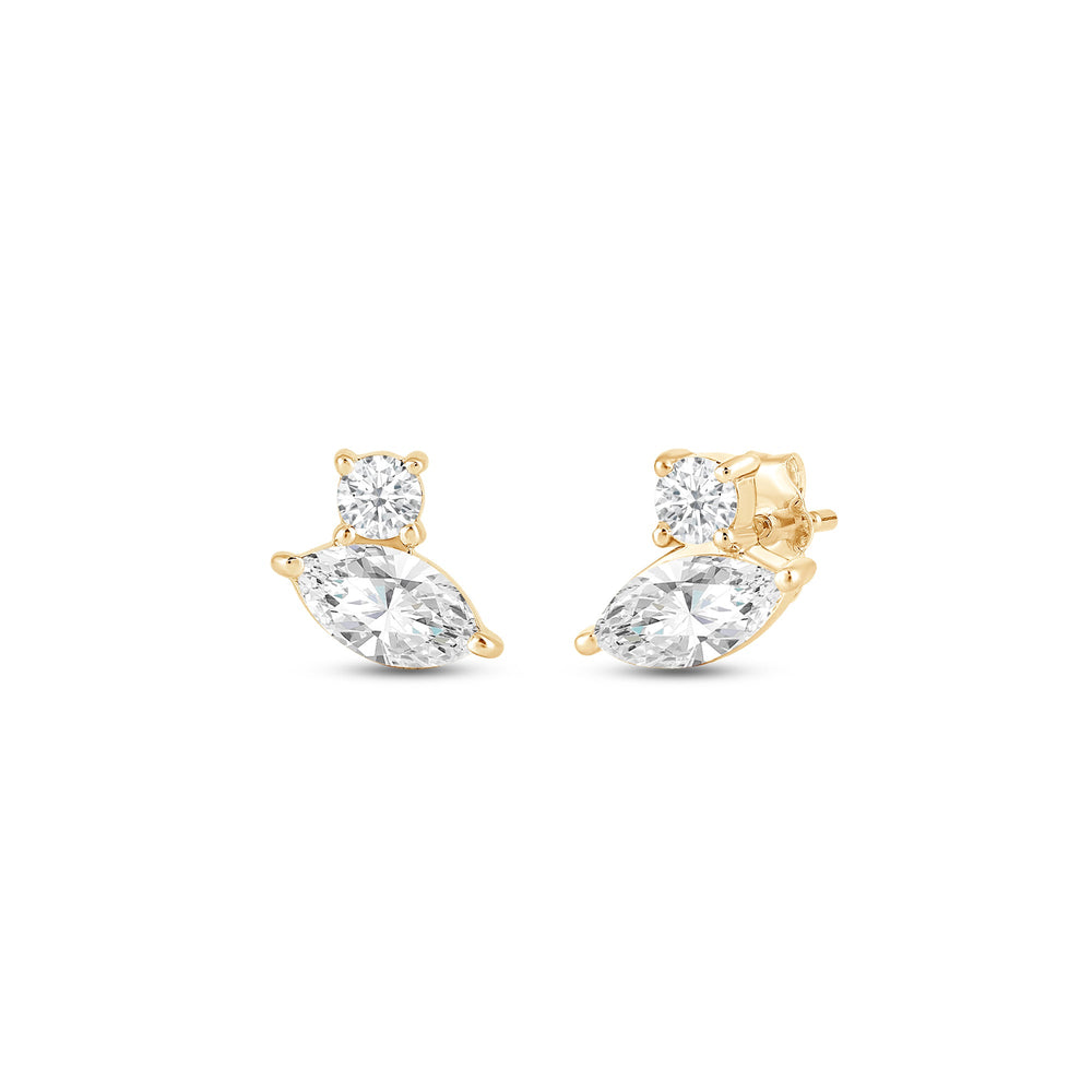 Duet Marquise Earrings with 14KT Yellow Gold / Lab / 1/2 Cut Diamond in 14KT Yellow Gold / Lab / 1/2 view 1
