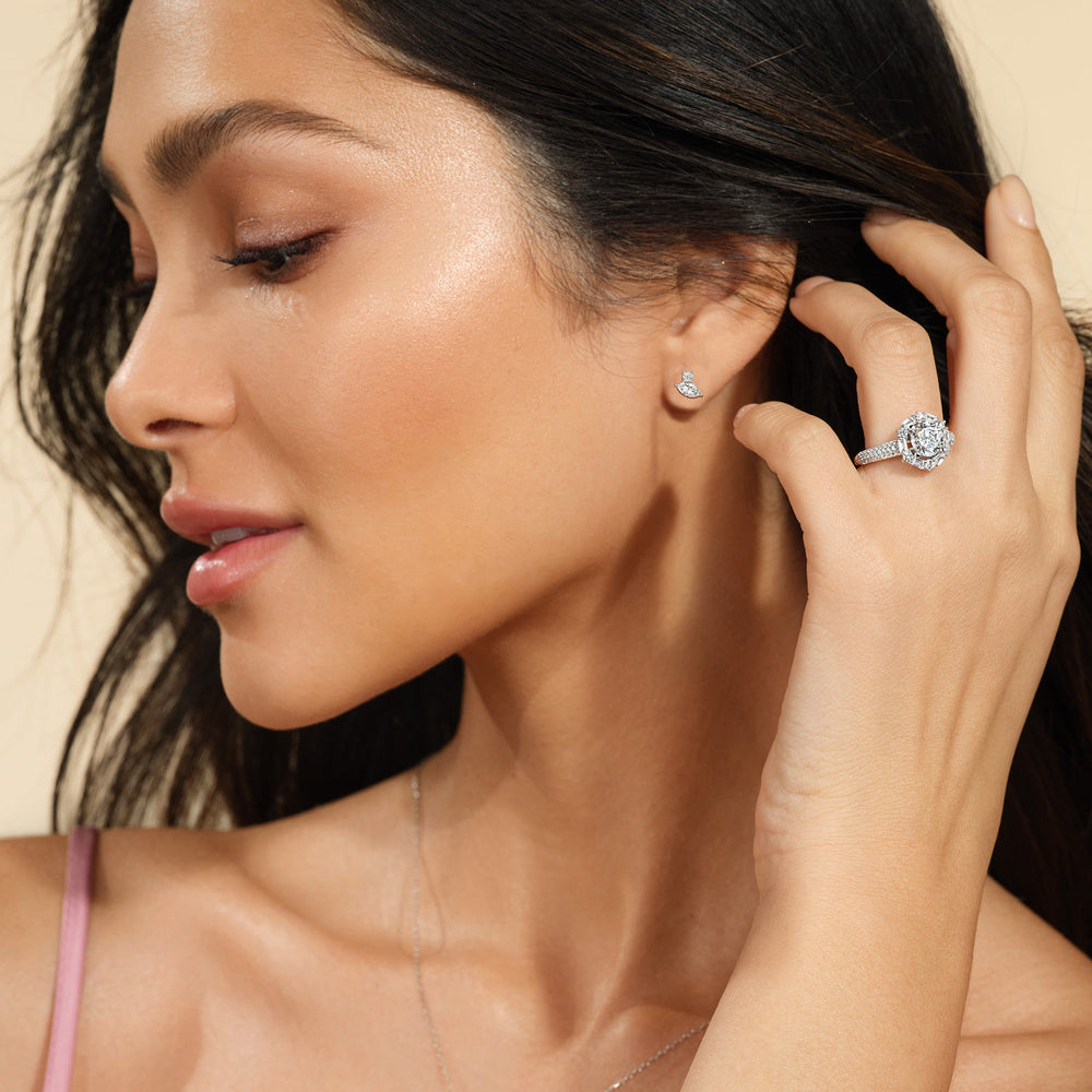 Duet Marquise Earrings with 14KT Rose Gold / Lab / 1/2 Cut Diamond in 14KT Rose Gold / Lab / 1/2 view 2
