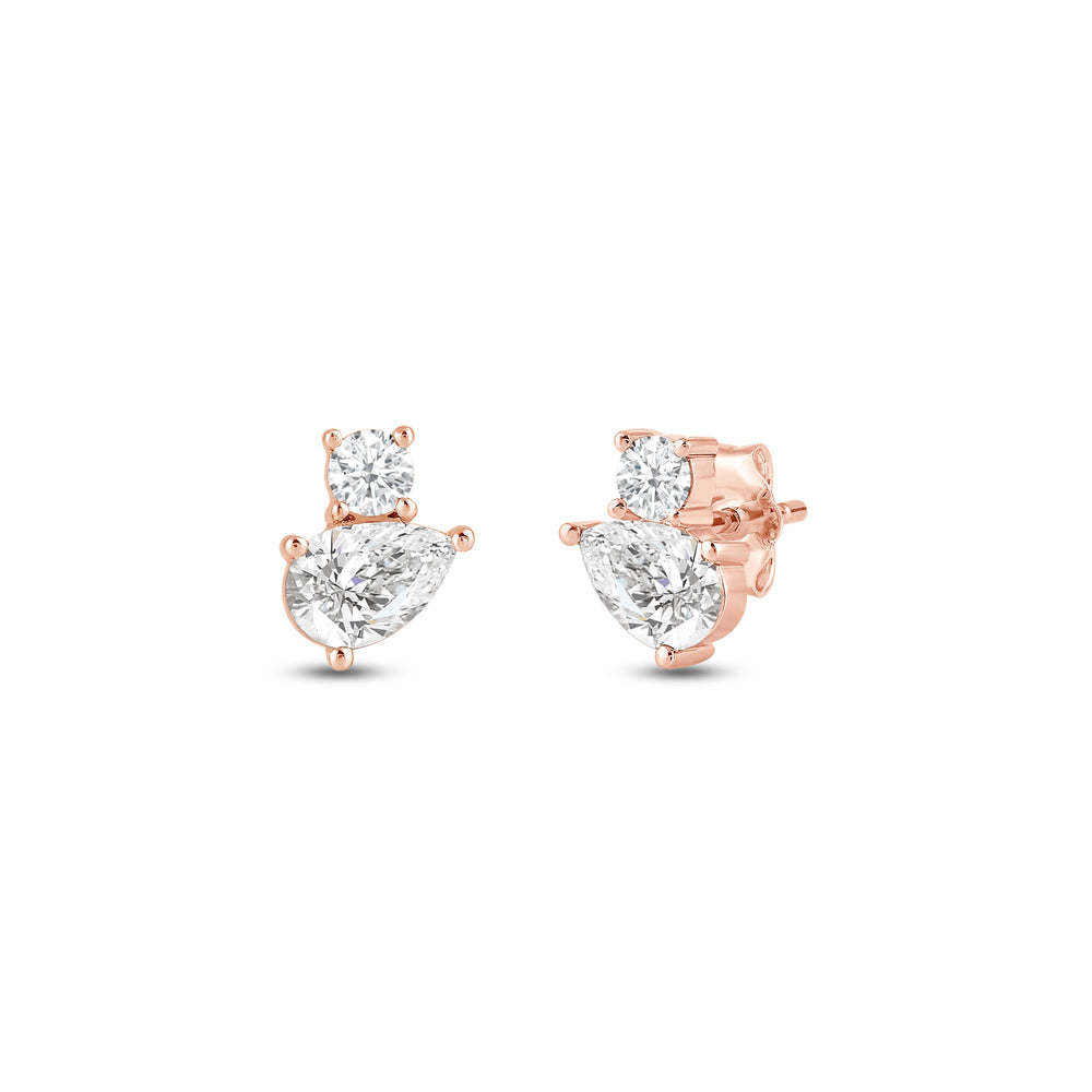 Duet Pear Earrings with 14KT Rose Gold / Lab / 1 Cut Diamond in 14KT Rose Gold / Lab / 1 view 1
