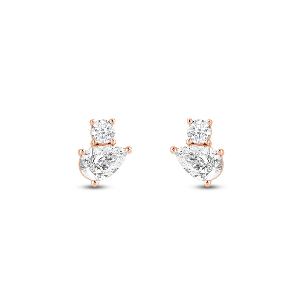 Duet Pear Earrings with 14KT Rose Gold / Lab / 1 Cut Diamond in 14KT Rose Gold / Lab / 1 view 4
