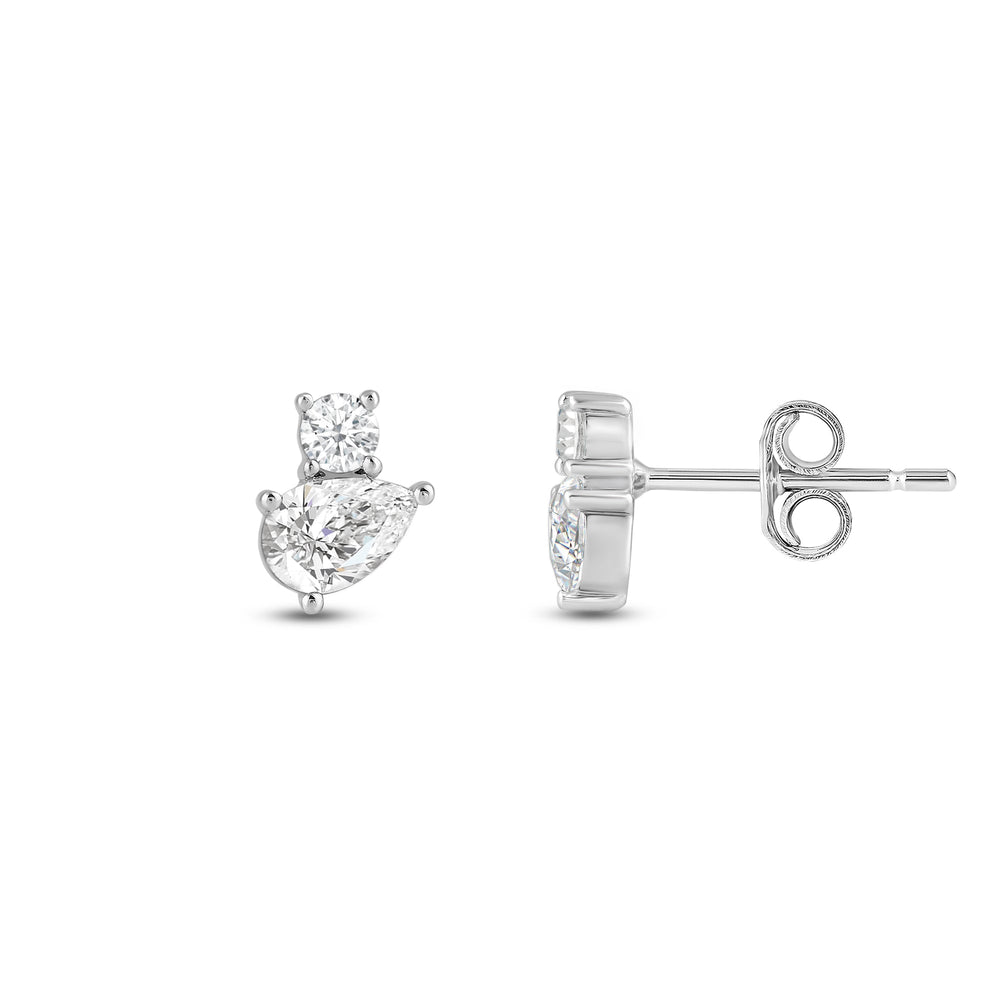 Duet Pear Earrings with 14KT White Gold / Lab / 1 Cut Diamond in 14KT White Gold / Lab / 1 view 5
