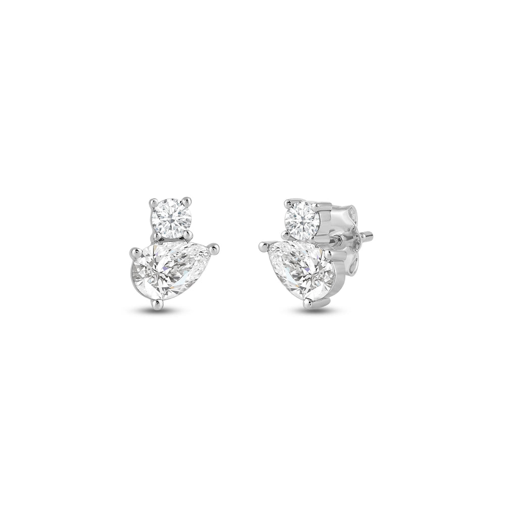 Duet Pear Earrings with 14KT White Gold / Lab / 1 Cut Diamond in 14KT White Gold / Lab / 1 view 1
