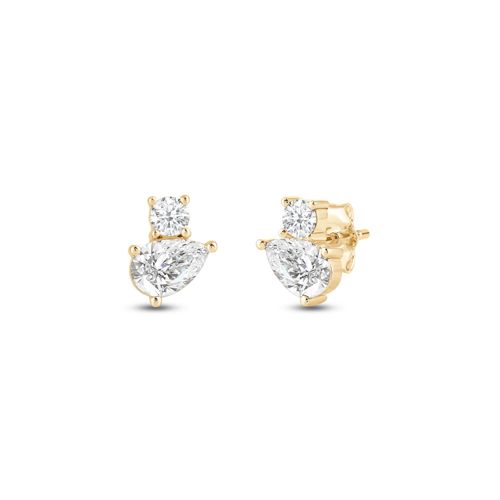 Duet Pear Earrings with 14KT Yellow Gold / Lab / 1 Cut Diamond in 14KT Yellow Gold / Lab / 1 view 1
