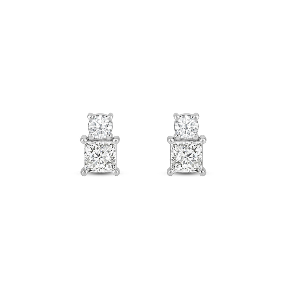 Duet Princess Earrings with 14KT White Gold / Lab / 1 Cut Diamond in 14KT White Gold / Lab / 1 view 4
