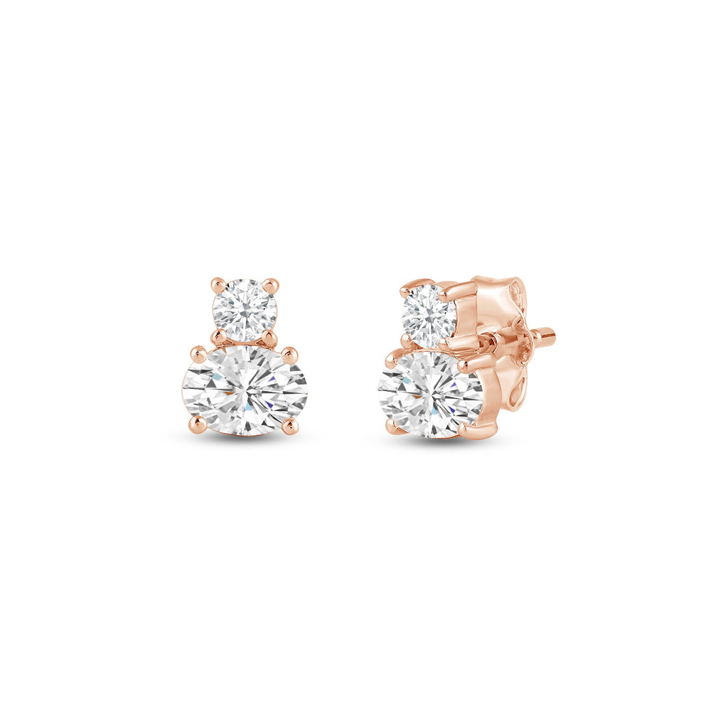Duet Oval Earrings with 14KT Rose Gold / Lab / 1 Cut Diamond in 14KT Rose Gold / Lab / 1 view 1
