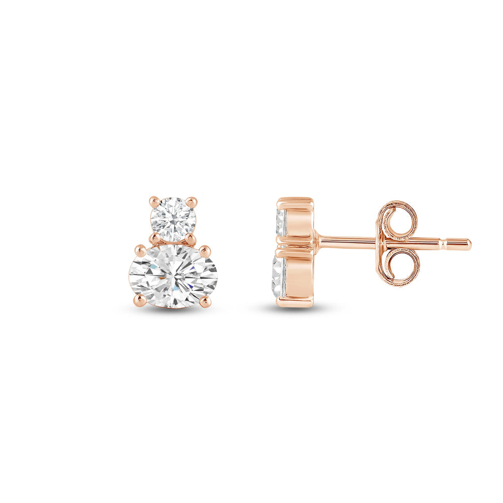 Duet Oval Earrings with 14KT Rose Gold / Lab / 1 Cut Diamond in 14KT Rose Gold / Lab / 1 view 5
